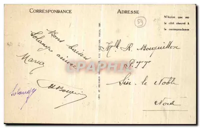 Stara pocztówka Dunkerque Jean Bart — Rewers