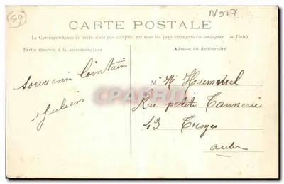 Dunkerque — A Place de la Gare — Edição P. I., Lille — Verso