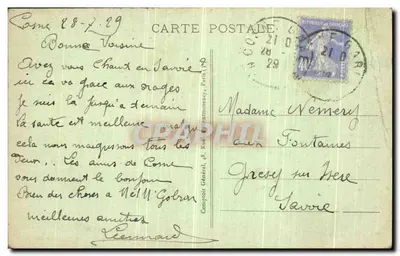 Cartolina d'epoca Cosne L'Hotel de Ville et l'Eglise St Jacques — Verso