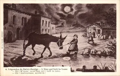 Lendas de Saint-Saulge — O Burro que Bebe a Lua — IMP. H. WAYER - PRÉMÉNY