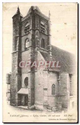 Tannay (Nièvre) — Igreja, Torre, lado sudoeste — ND Phot, Collections des Monuments Historiques, n°34