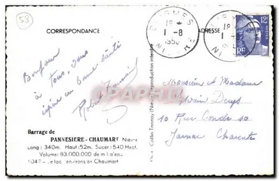 Zadanie Pannesiere-Chaumart — Nièvre — wydawca Collin Tannay — Rewers