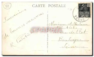 Antike Ansichtskarte Clamecy Kirche der Geburt des Herrn und Hügel von Crot Pincon — Rückseite
