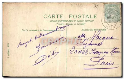 Paryż. Giełda — widok placu z pojazdami i pieszymi — wydawca S. Margot, nr 1889 — Rewers