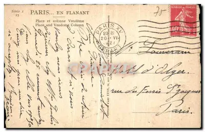 Place Vendôme — Kolumna Vendôme — Wydawnictwo Yvon, seria 15 — Rewers