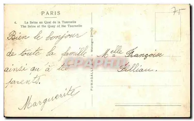 A Seine no Quai da Tournelle — Paris — Fumagalli & Cie — Verso