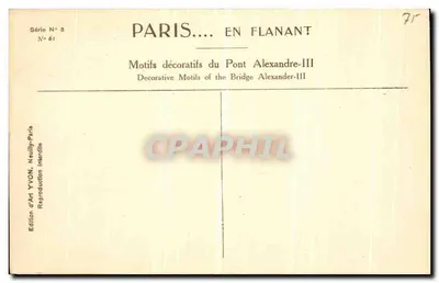 Paryż... w spacerze — Motywy dekoracyjne Mostu Aleksandra III — Wydawnictwo Art YVON, Neuilly-Paris — Rewers