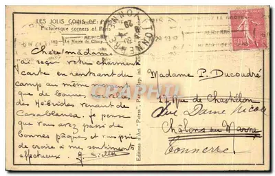 O Museu de Cluny — Os Bonitos Cantos de Paris — Edições de Arte 'Patras', n°503 — Verso