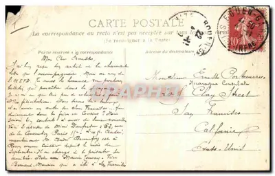 Stara pocztówka Rouen Place Carnot Pont Boieldieu i Katedra — Rewers