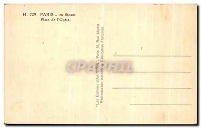 Paris — Praça da Ópera — Les Éditions d'Art YWON — Verso