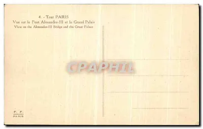Ponte Alexandre-III e Grand Palais — Paris — F. F. Paris, n°4 — Verso