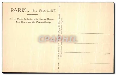 Paryż — Pałac Sprawiedliwości i Most-au-Change — Wydawnictwo Art Martel — Rewers
