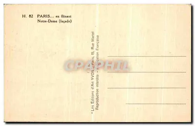 Notre-Dame de Paris — façade — Les Éditions d'Art YVON, Paris — Verso