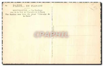 Montmartre — Die Basilika vom Rue du Chevalier-de-la-Barre aus gesehen — Les Editions Yvon, Paris — Rückseite
