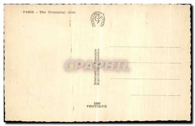 Paris - Place de l'Étoile — Arc de Triomphe — Photolux, n° 1080 — Rewers