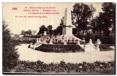 Tarjeta postal antigua Chalons Sur Marne Le Pont des Mariniers Cimetiere militaire — Reverso