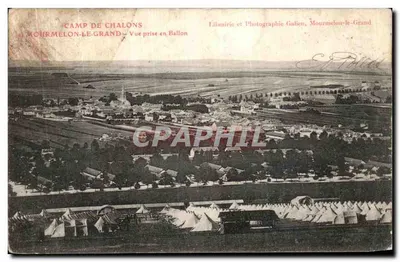 Bilhete postal antigo Campo de Chalons e Mourmelon le Grand Vista capturada em balão