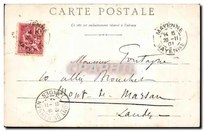 Mayenne, Quai Carnot — widok z zamku — wydawca nieznany — Rewers