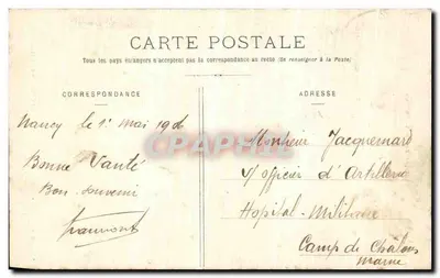 Nancy - Pomnik Prezydenta Carnota (1896) z figurami Pokoju i Siły — Maison des Magasins Réunis, wyd., Nancy — Rewers
