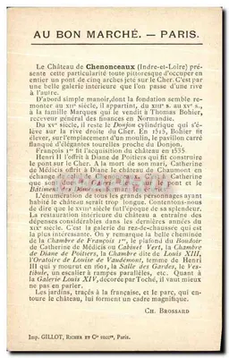 Zamek Chenonceaux — Ogólny widok z wieżą — Au Bon Marché, Paryż — Rewers