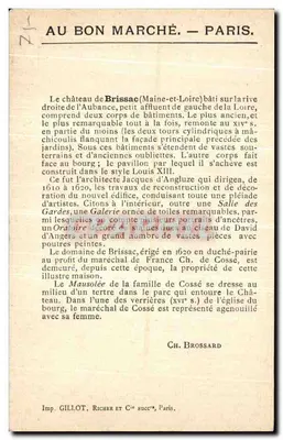 Castelo de Brissac — Facha principal — Imp. GILLOT, RICHER ET Cie, Paris — Verso