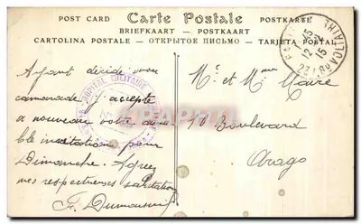 Hotel Popular Homens — fachada em pan coupé no canto das ruas de Charonne e de Chatou — editor desconhecido — Verso