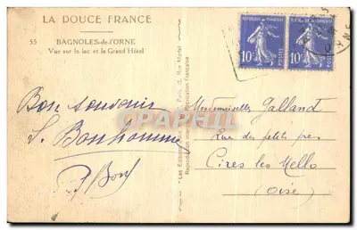 Bagnolles-de-l'Orne — Widok na jezioro i Wielki Hotel — La Douce France, 55 — Rewers