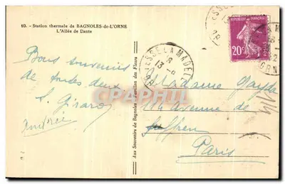 Allée de Dante — Therme van Bagnolles-de-l'Orne — Uitgever: Aux Souvenirs de Bagnolles — Achterkant