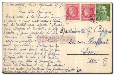 Bilhete postal antigo Carrouges O Castelo Pavilhão de entrada chamado Le Chatelet — Verso