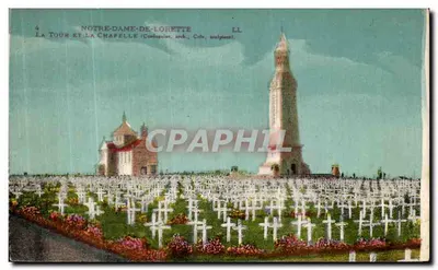 Notre-Dame-de-Lorette — Wieża i Kaplica — Karta pocztowa LL, wydana przez Lévy & Fils, Lille