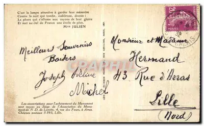 Notre-Dame-de-Lorette — Wieża i Kaplica — Karta pocztowa LL, wydana przez Lévy & Fils, Lille — Rewers