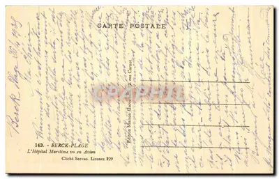 Berck-Plage — Szpital Morski widziany z samolotu — Wydawnictwo Maison Carnot — Rewers