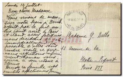 Berck-Plage — Jovens pescadores de camarões — Editor não identificado, n° 26 — Verso