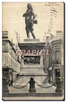 Bilhete postal antigo Paris Estátua de Rouget de L'Isle