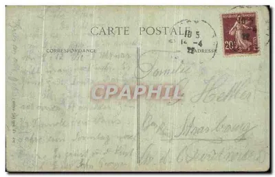 Bilhete postal antigo Paris Estátua de Rouget de L'Isle — Verso