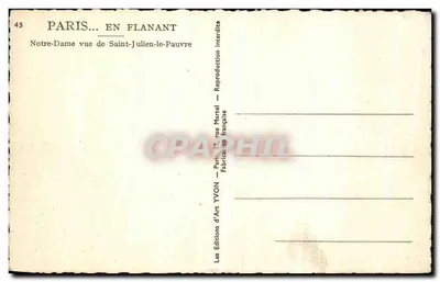 Notre-Dame w Paryżu — widok z Saint-Julien-le-Pauvre — Éditions d'Art YVON — Rewers