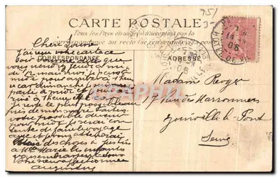 Bilhete postal antigo de Paris — Estátua de Jean de La Fontaine — Verso