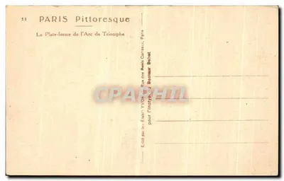 Paryż — Widok na Wieżę Eiffla z Platformy Arc de Triomphe — Wydawca YVON, nr 11 — Rewers