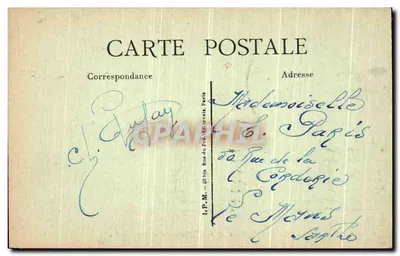Alençon (Orne) — A Entrada das Promenades — Edição M. F., Paris — Verso