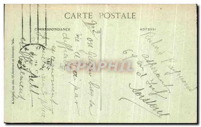 Arras — El Museo y la Corte del antiguo Obispado después del incendio del 5, 6 y 7 de julio de 1915 — E. Ruff — Reverso