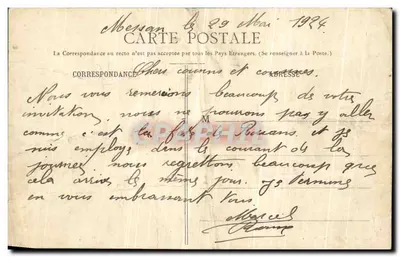 Bilhete postal antigo Rouans Le Bas du Bourg — Verso