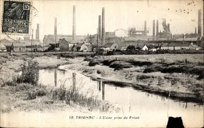 Bilhete postal antigo Trignac L Usine prise du Brivet