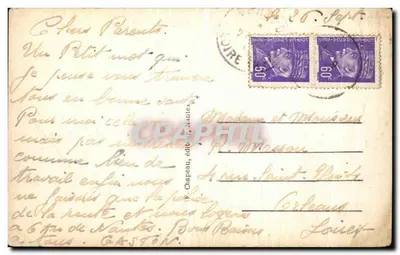 Cartolina d'epoca Vertou Interno della Chiesa Il Coro — Verso