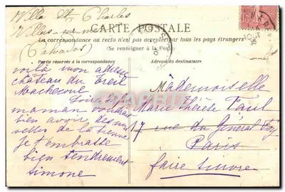 Bilhete postal antigo Machecoul Vista Geral — Verso