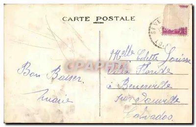 Bilhete postal antigo Severac La Chapelle du Rocher de la Vache — Verso