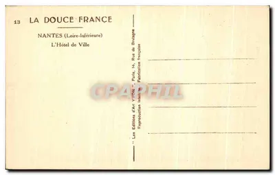 Nantes — O Hotel de Ville — Les Éditions d'Art YVON — Verso