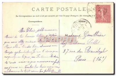 Guérande - Kollegiate St.-Aubin (15. Jahrhundert) — Äußere Bank von Jaquelle, angeblich St-Vincent-Ferrrier, der große Apostel der Bretagne — Sammlung A. Tharel, Verlag Nantes — Rückseite