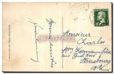 Lodowiec Bienmassay (Wys. 2800 m) — 15 minut od końcowego punktu linii kolejowej Monte Blanc — L. Morand, fotograf i wydawca, Mégeve (Haute-Savoie) — Rewers