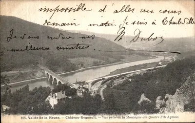 Vale do rio Meuse — Castelo-Regnault — Vista tirada da Montanha dos Quatro Filhos de Aymon — A. Gelly, Charleville
