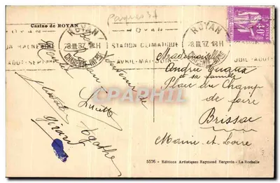 Casino de Royan — Station Climatique — Éditions Artistiques Raymond Bergevin — Verso